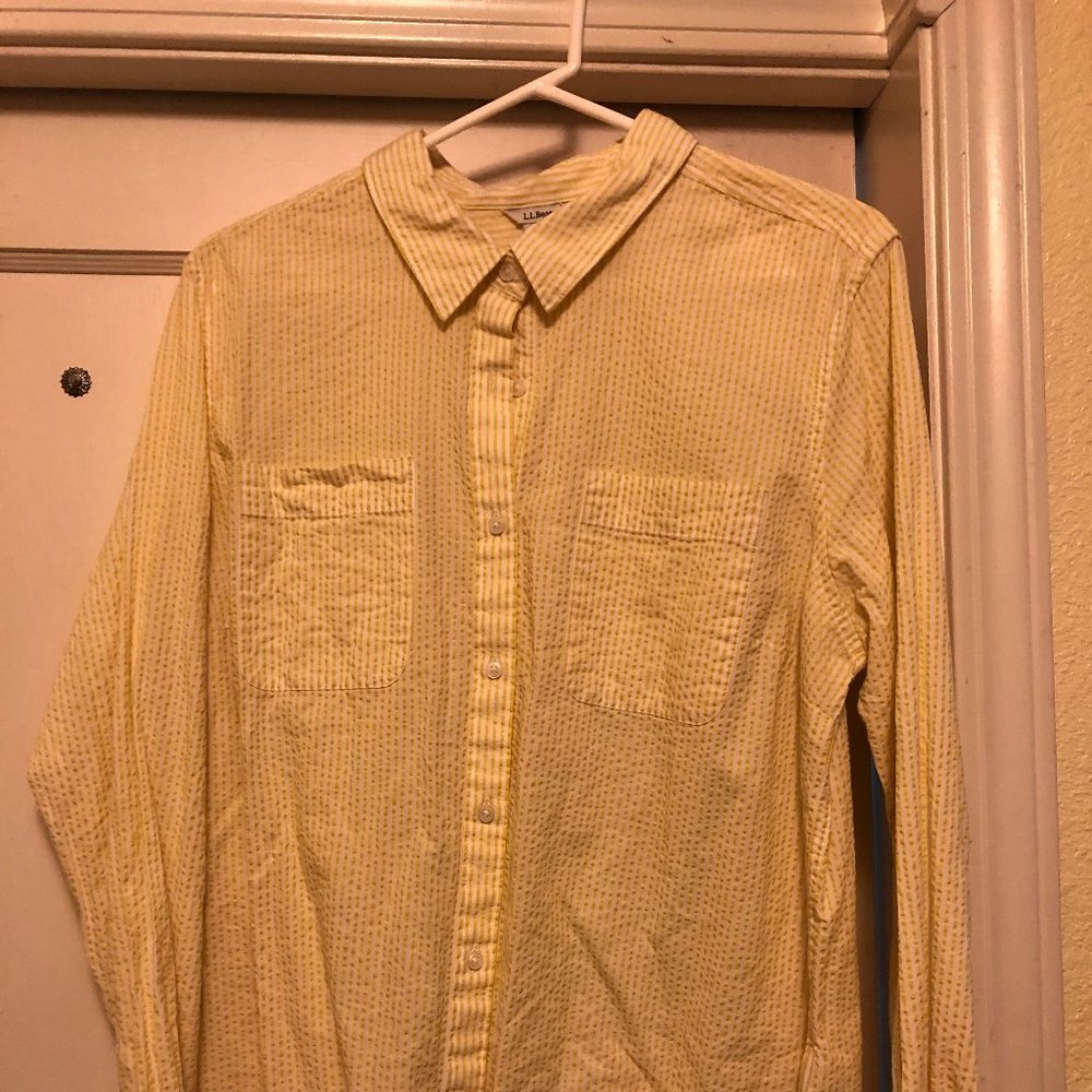 Ll Bean Yellow Ginham Button-Down - image 1